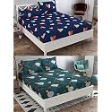 Combo Pack of 2 Double Bedsheet with 4 Free Pillow Covers 266 TC Soft Cotton-Blend 228 x 228 Cm(90X90 Inches) Double Bedsheet for Double Bed