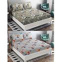 Combo Pack of 2 Double Bedsheet with 4 Free Pillow Covers 266 TC Soft Cotton-Blend 228 x 228 Cm(90X90 Inches) Double Bedsheet for Double Bed