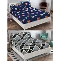 Combo Pack of 2 Double Bedsheet with 4 Free Pillow Covers 266 TC Soft Cotton-Blend 228 x 228 Cm(90X90 Inches) Double Bedsheet for Double Bed