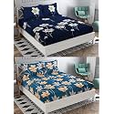 Combo Pack of 2 Double Bedsheet with 4 Free Pillow Covers 266 TC Soft Cotton-Blend 228 x 228 Cm(90X90 Inches) Double Bedsheet for Double Bed