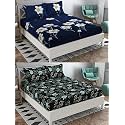 Combo Pack of 2 Double Bedsheet with 4 Free Pillow Covers 266 TC Soft Cotton-Blend 228 x 228 Cm(90X90 Inches) Double Bedsheet for Double Bed