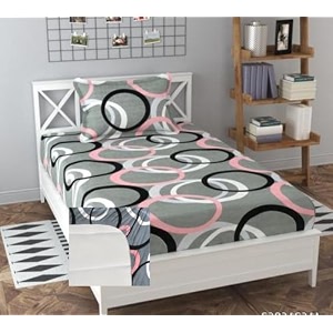 soniasaa prime collection cotton-mix fitted single bedsheet with 1 pillow cover for single bed with all around elastic 238 tc size - 72x36x6 fit upto 6 inches mattress color grey circle