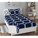 Soniasaa® Prime Collection Cotton-Mix Fitted Single Bedsheet with 1 Pillow Cover for Single Bed with All Around Elastic 238 TC Size - 72X36X6 Fit Upto 6 Inches Mattress Color Blue Circle
