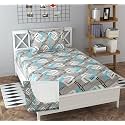Soniasaa® Prime Collection Cotton-Mix Fitted Single Bedsheet with 1 Pillow Cover for Single Bed with All Around Elastic 238 TC Size - 72X36X6 Fit Upto 6 Inches Mattress Color Silver