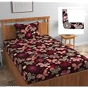 Soniasaa® Prime Collection Cotton-Mix Fitted Single Bedsheet with 1 Pillow Cover for Single Bed with All Around Elastic 238 TC Size - 72X36X6 Fit Upto 6 Inches Mattress Color Butterfly