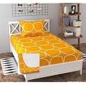 Soniasaa® Prime Collection Cotton-Mix Fitted Single Bedsheet with 1 Pillow Cover for Single Bed with All Around Elastic 238 TC Size - 72X36X6 Fit Upto 6 Inches Mattress Color Yellow