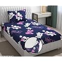 Soniasaa® Prime Collection Cotton-Mix Fitted Single Bedsheet with 1 Pillow Cover for Single Bed with All Around Elastic 238 TC Size - 72X36X6 Fit Upto 6 Inches Mattress Color Grey &amp; Pink