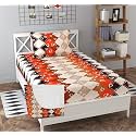 Soniasaa® Prime Collection Cotton-Mix Fitted Single Bedsheet with 1 Pillow Cover for Single Bed with All Around Elastic 238 TC Size - 72X36X6 Fit Upto 6 Inches Mattress Color Orange Heart