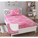Soniasaa® Prime Collection Cotton-Mix Fitted Single Bedsheet with 1 Pillow Cover for Single Bed with All Around Elastic 238 TC Size - 72X36X6 Fit Upto 6 Inches Mattress Color Pink