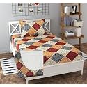 Soniasaa® Prime Collection Cotton-Mix Fitted Single Bedsheet with 1 Pillow Cover for Single Bed with All Around Elastic 238 TC Size - 72X36X6 Fit Upto 6 Inches Mattress Color Brown