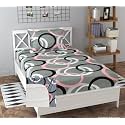 Soniasaa® Prime Collection Cotton-Mix Fitted Single Bedsheet with 1 Pillow Cover for Single Bed with All Around Elastic 238 TC Size - 72X36X6 Fit Upto 6 Inches Mattress Color Grey Circle