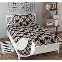 Soniasaa® Prime Collection Cotton-Mix Fitted Single Bedsheet with 1 Pillow Cover for Single Bed with All Around Elastic 238 TC Size - 72X36X6 Fit Upto 6 Inches Mattress Color Black Circle