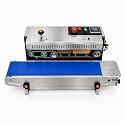 Sonic Industries Stainless Steel Continuous Band Sealer Machine | SS ECO Pouch Sealing Machine with Adjustable Heat &amp; Conveyor | Electric Packet Sealer for Food, Grocery, Snacks &amp; Commercial Packaging