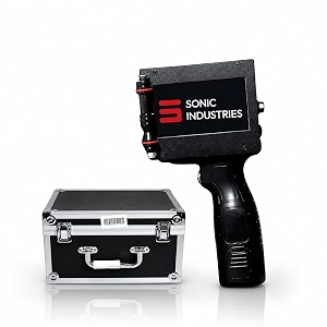 sonic industries portable printer thermal inkjet device for batch coding and product label marking handheld machine for expiry mrp and packaging barcode applications in manufacturing