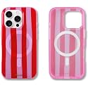 Sonix Case for iPhone 16 Pro | Compatible with MagSafe | 10ft Drop Tested | Jelly Stripe Red/Pink