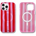 Sonix Case for iPhone 16 Pro Max | Compatible with MagSafe | 10ft Drop Tested | Jelly Stripe Red/Pink