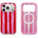 Sonix Case for iPhone 17 Pro | Compatible with MagSafe | 10ft Drop Tested | Jelly Stripe Red/Pink