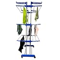 Double Pole 3 Layer Foldable Stainless Steel Floor Mounted Cloth Drying Stand (KAPDA SUKHANEKA Stand)(Blue)