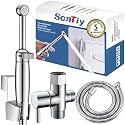 SonTiy Handheld Bidet Sprayer for Toilet, All Metal Cloth Diaper Toilet Sprayer Bidet Attachment with Backflow Preventer, Adjustable Water Jet Spray, 7.2" Brass Hand Held Bidet Wand, Chrome