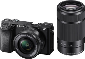 sony alpha ilce-6100y aps-c mirrorless camera with dual lens 16-50 mm  55-210 mm zoom featuring eye af and 4k movie recording
