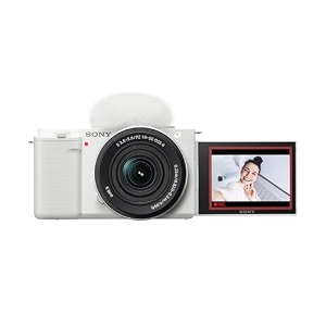 sony alpha zv-e10 - aps-c interchangeable lens mirrorless vlog camera kit - white zve10kw