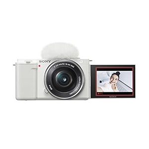 sony alpha zv-e10 - aps-c interchangeable lens mirrorless vlog camera kit - white