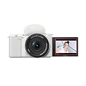 Sony Alpha ZV-E10 - APS-C Interchangeable Lens Mirrorless Vlog Camera Kit - White, ZVE10KW