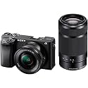 Sony ILCE-6400Y B Alpha a6400 Mirrorless Camera Double Zoom Lens Kit, SELP1650 F3.5-5.6 + SEL55210 F4.5-6.3 SEL55210 Black