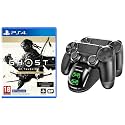 Sony Ps4 Ghost Of Tsushima Director's Cut (Ps4)+Dobe New World Ps4 Controller Usb Charging Dock (Black)
