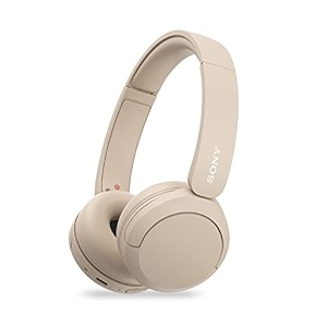 sony wh-ch520 wireless bluetooth headphones on ear with mic up to 50hrs battery quick charge dsee upscale multipoint connectivity voice assistant customized eq-beige