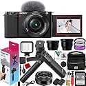 Sony ZV-E10 Mirrorless Camera Vlogger Kit with 16-50mm F3.5-5.6 Lens ILCZV-E10L/B Black Bundle with ACCVC1 Including GP-VPT2BT Grip + Filters + Wide & Telephoto Lenses + Deco Gear Case & Accessories
