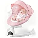 Soobaby Baby Swing for Infants,Electric Swing for Babies,Portable Swing for Baby Boy Girl,Remote Control Indoor Baby Rocker with 5 Sway Speeds,Music and Bluetooth,Dark Pink