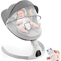 Soobaby Baby Swing for Infants,Electric Swing for Babies,Portable Swing for Baby Boy Girl,Remote Control Indoor Baby Rocker with 5 Sway Speeds,Music and Bluetooth,Light Gray