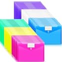 Sooez 48 Pack File Folders, Clear Poly Envelopes Plastic Folders A4 Pouch