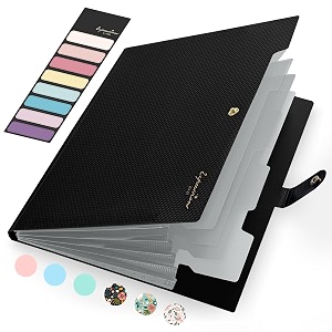 sooez cute folders 5 pocket folder with labels letter size expanding file folder organizer portable accordion file folder for documents aesthetic paper organizer folder for school office