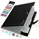 Sooez Cute Folders, 5 Pocket Folder with Labels, Letter Size Expanding File Folder Organizer, Portable Accordion File Folder for Documents, Aesthetic Paper Organizer Folder for School Office