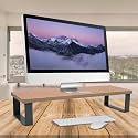 SOOPII Monitor Stand Riser, Wooden Particle Board with Metal Legs, Desktop Organiser for Laptop & PC, 60x20x11.5cm (Wood-M03)