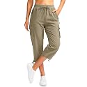 Soothfeel Women's Cargo Capris Pants with 6 Pockets Lightweight Quick Dry