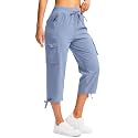 Soothfeel Women's Cargo Capris Pants with 6 Pockets Lightweight Quick Dry