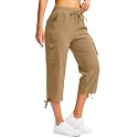 Soothfeel Women's Cargo Capris Pants with 6 Pockets Lightweight Quick Dry