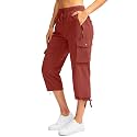 Soothfeel Women's Cargo Capris Pants with 6 Pockets Lightweight Quick Dry