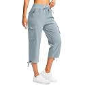 Soothfeel Women's Cargo Capris Pants with 6 Pockets Lightweight Quick Dry