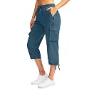 Soothfeel Women's Cargo Capris Pants with 6 Pockets Lightweight Quick Dry