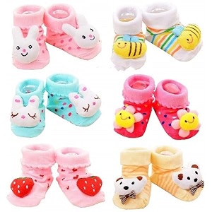 soowoo unisex baby boygirl multi-coloredassorted socksbooties - pack of 2