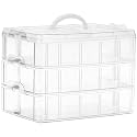 Sooyee 3-Tier Stackable Craft Organizers and Storage Box, Clear