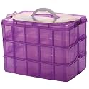 Sooyee 3-Tier Bead Organizer, Craft Storage Organizer Box,Purple