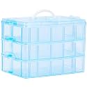 Sooyee 3-Tier Craft Storage Organizer Box Plastic,Blue