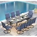 Sophia &amp; William Extendable Outdoor Dining Set for 8, Blue Swivel Chairs
