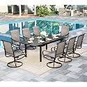 Sophia &amp; William Extendable Outdoor Dining Set for 8, Brown Swivel Chairs
