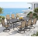 Sophia &amp; William Outdoor Dining Set for 8 w/Swivel Mesh Chairs, Brown